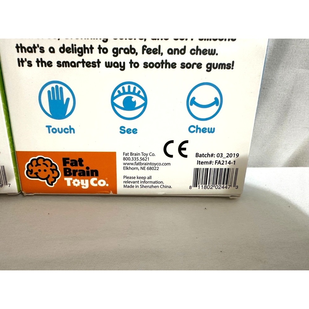 Fat Brain Toy Co. The Brain Teether Silicone Baby Teething Rings Green & Blue - Picture 6 of 6
